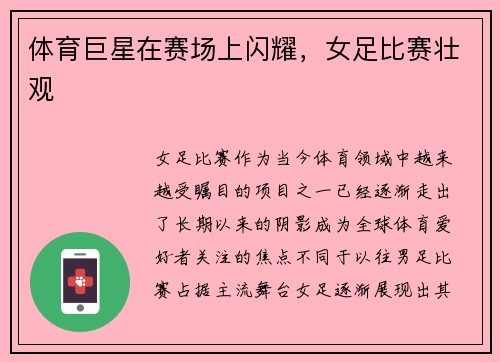 体育巨星在赛场上闪耀，女足比赛壮观